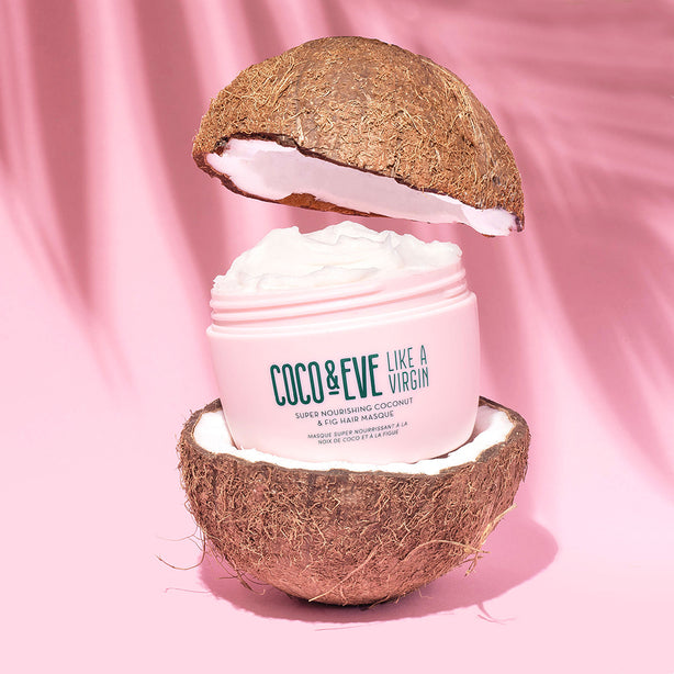 Hair masque in a coconut shell
